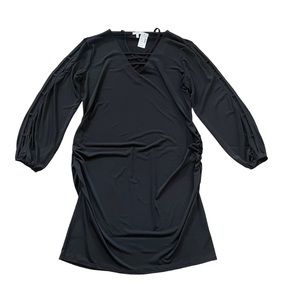 Maurice’s Bodycon Ruched Solid Black Dress